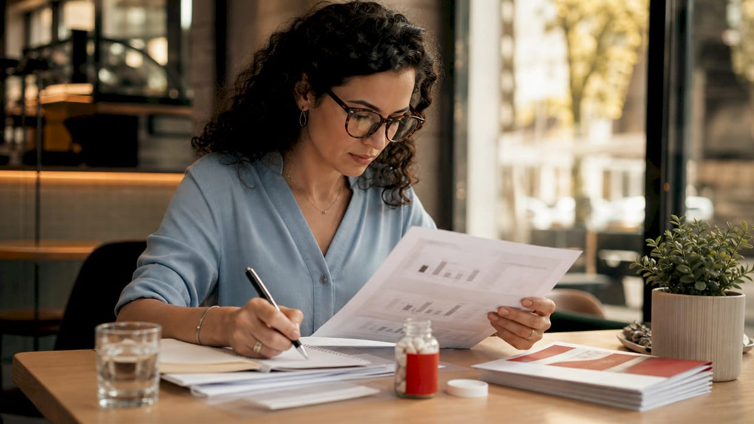 Nutritionist reviewing beauty supplement clinical trial