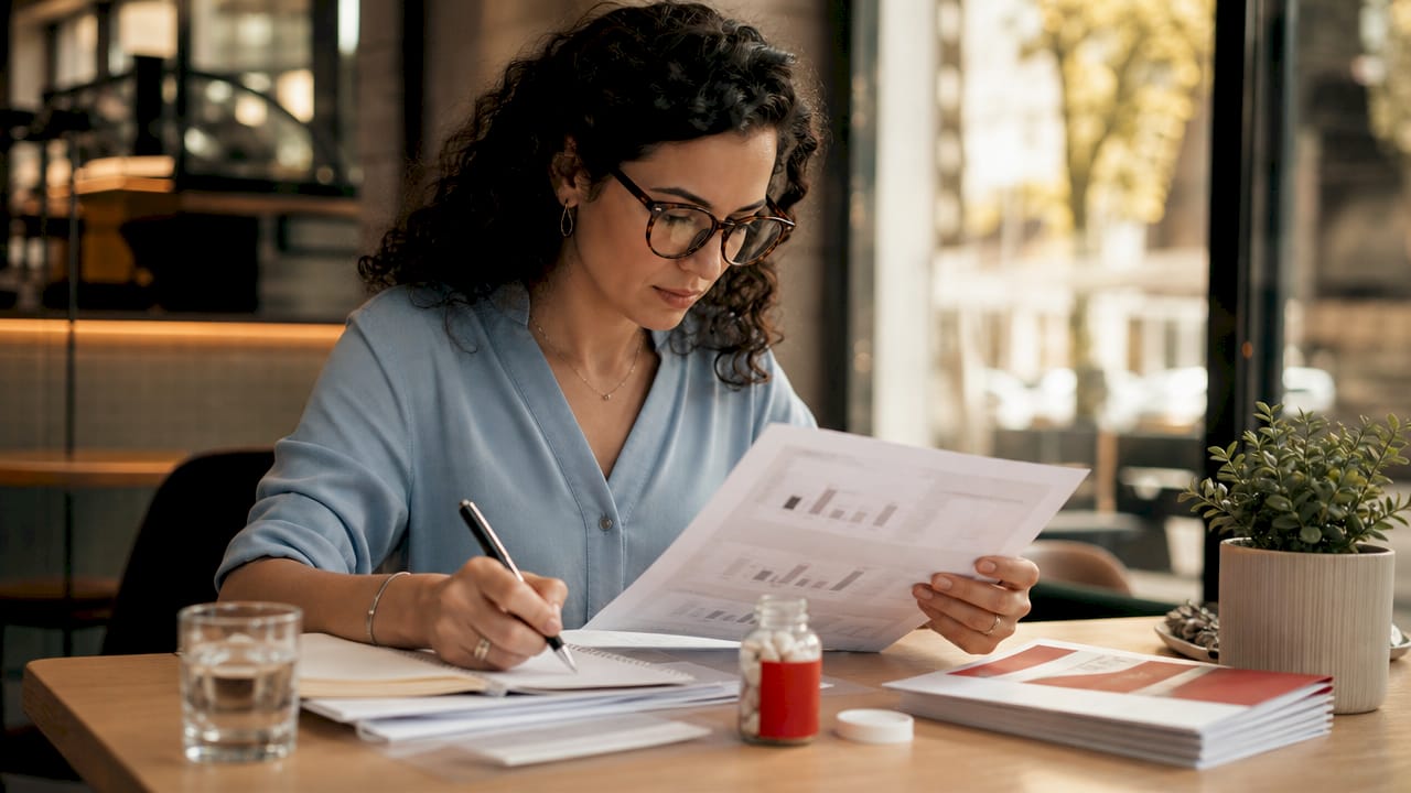 Nutritionist reviewing beauty supplement clinical trial