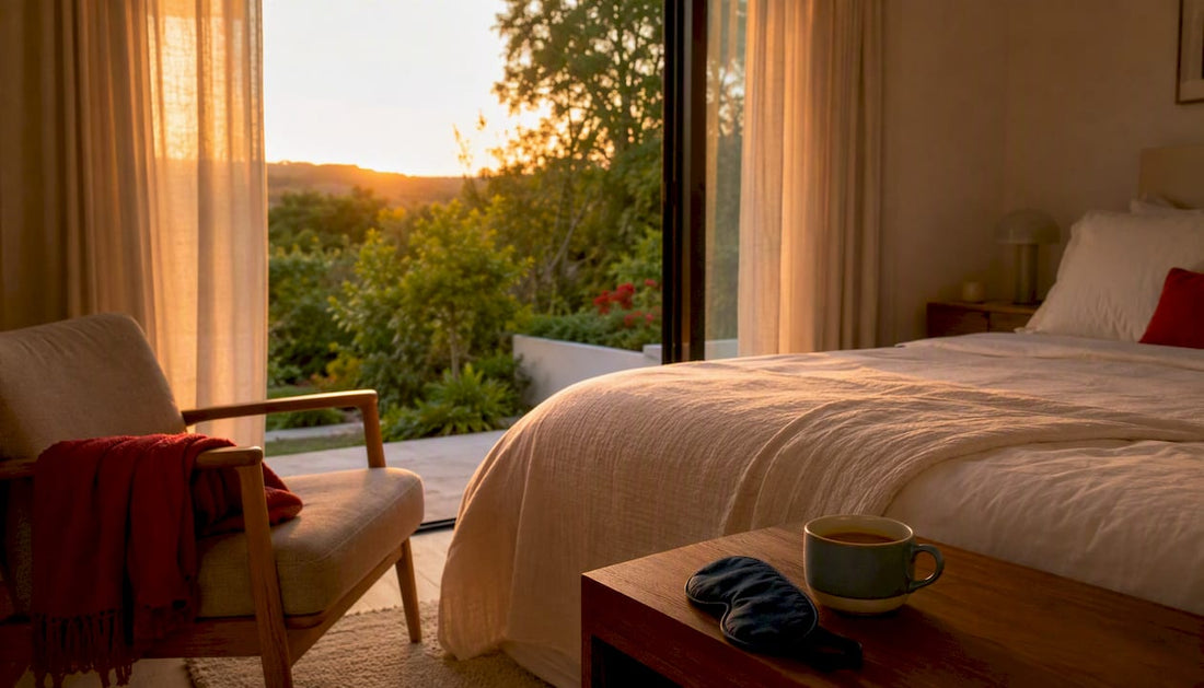 Calm bedroom optimized for light sleepers