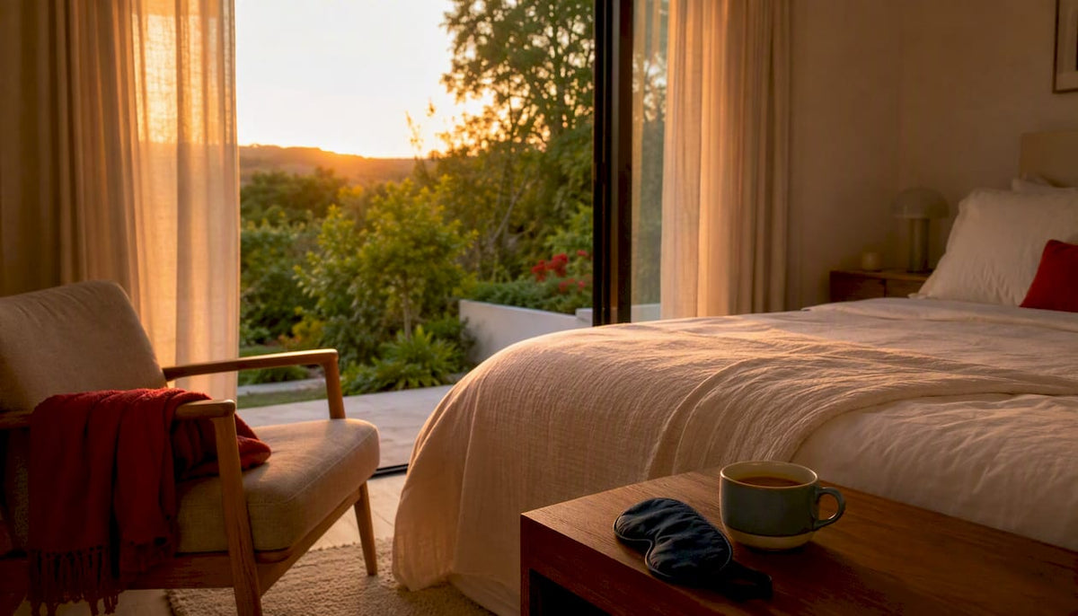 Calm bedroom optimized for light sleepers