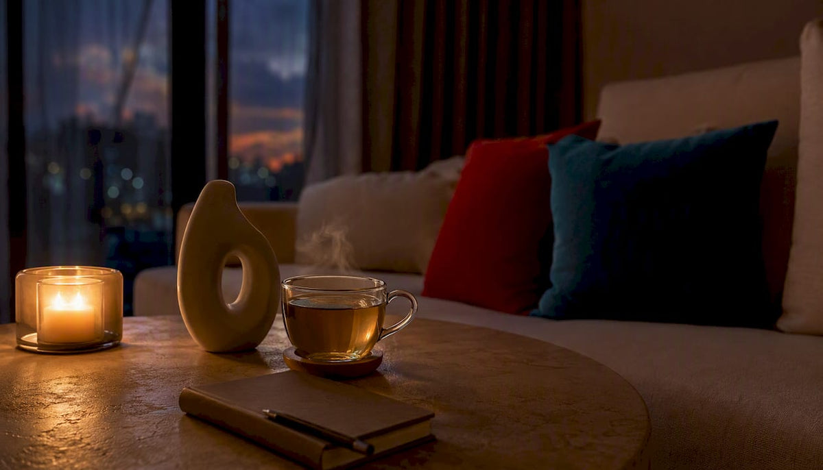 Nightstand with sleep routine objects