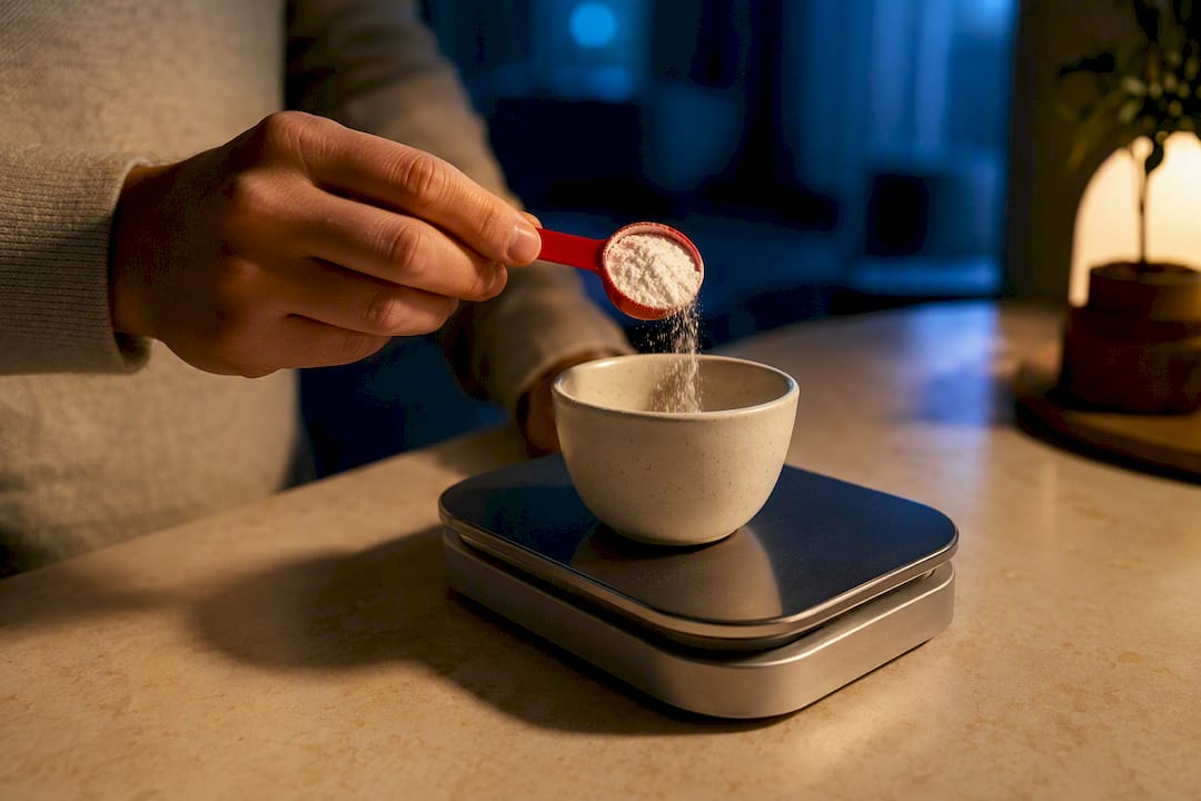 Measuring collagen powder for evening use