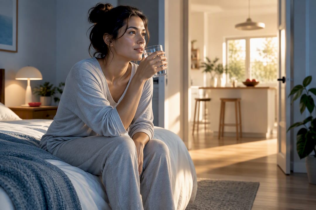 Professional drinking water after waking