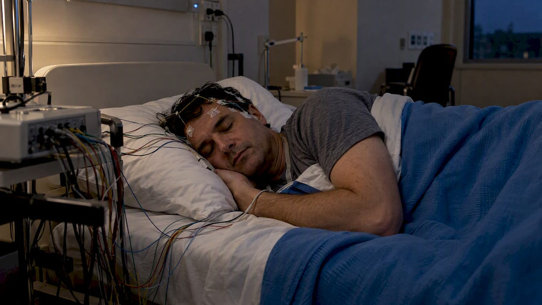 Patient sleeping during an EEG sleep study